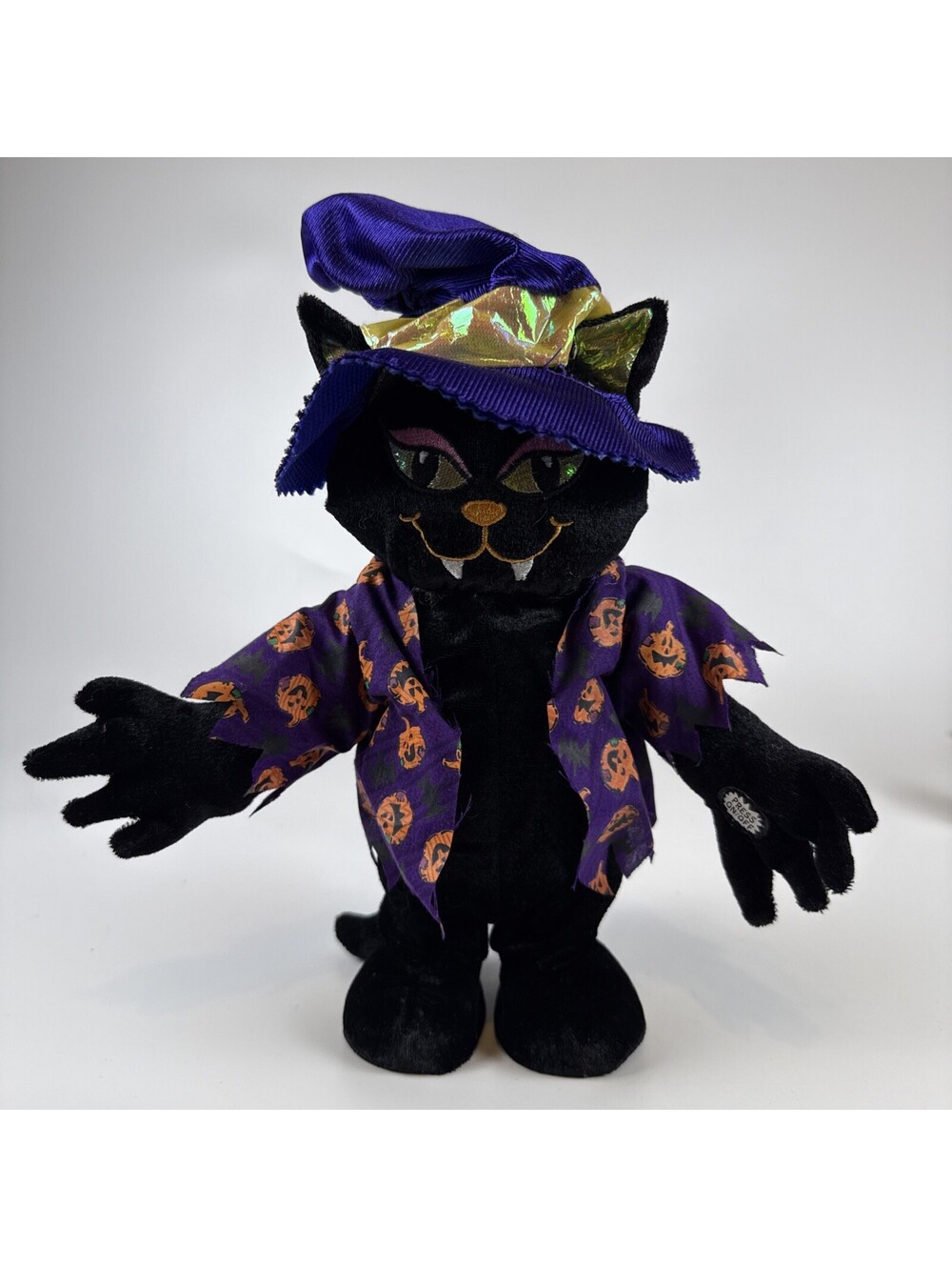 Dan Dee Hop N Bop Black Cat Animated Plush 11" Halloween Witch Sings Super Freak